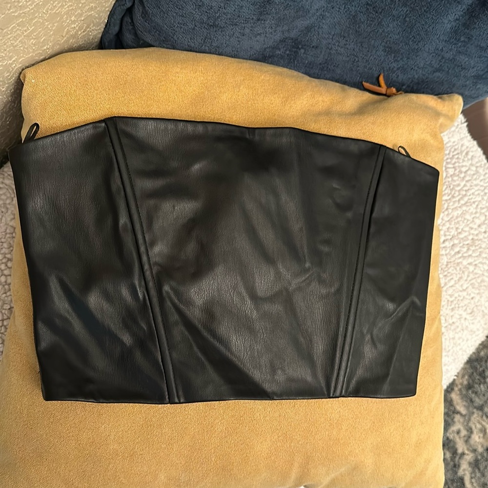 Black leather tube top- size small